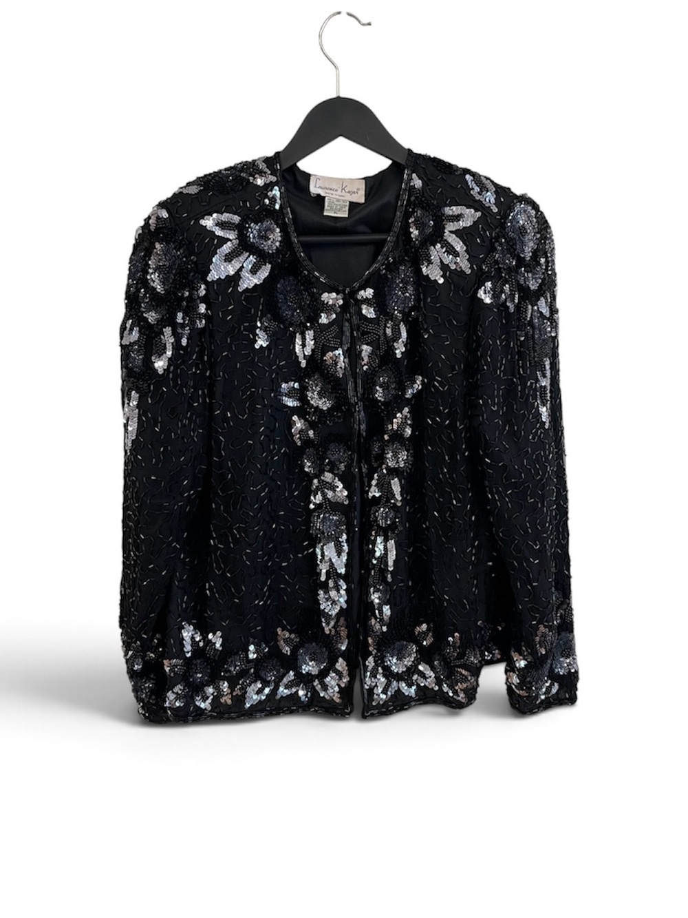 Laurence Kazar Black Sequined Floral Blazer